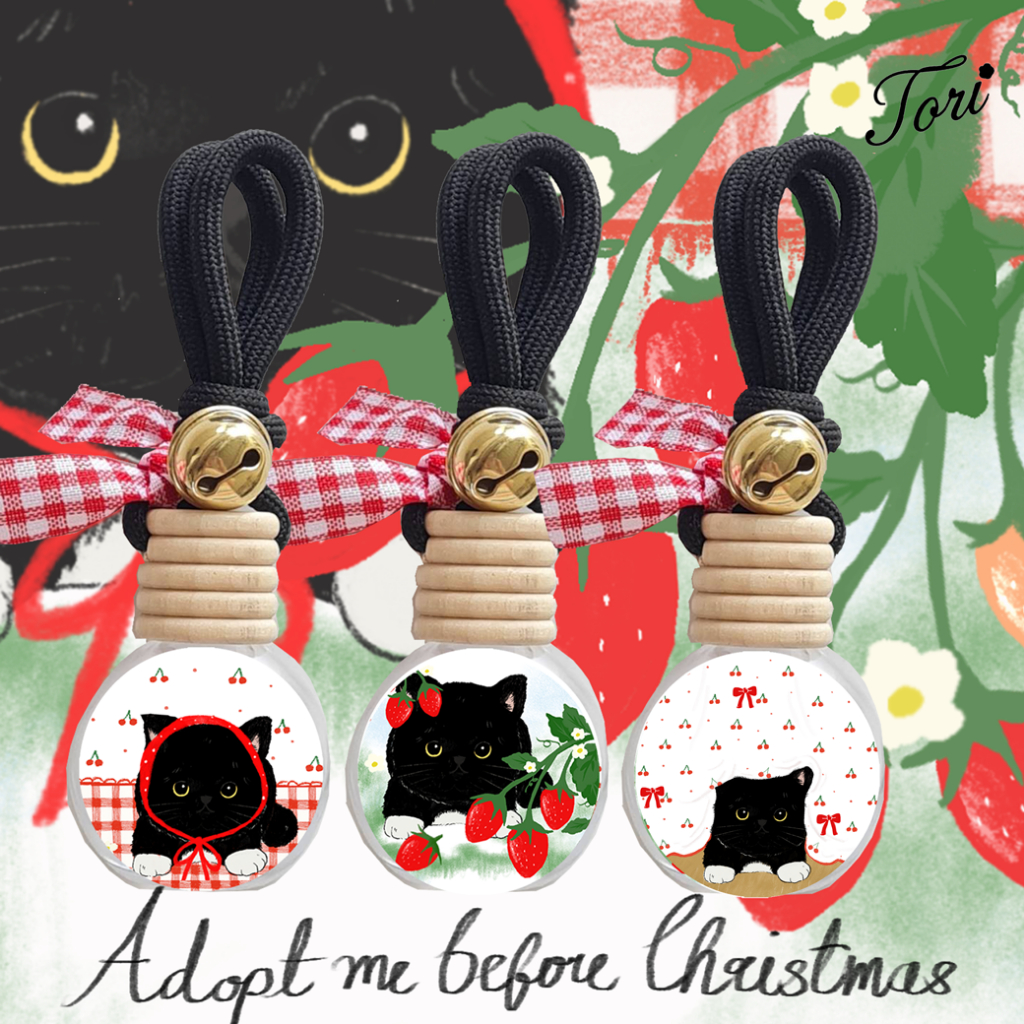 TORIAROMA | น้ำหอมใช้ในรถยนต์  รุ่น Adopt Me Before Christmas น้องแมว tutu ขวดกลม 🍓🐈‍⬛🌼