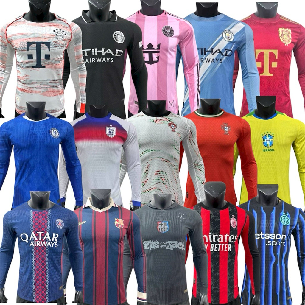 เสื้อกีฬาฟุตบอลแขนยาวเกรดแพ่เยอมีเสื้ออย่างเดียวไม่มีกางเกงจ้า