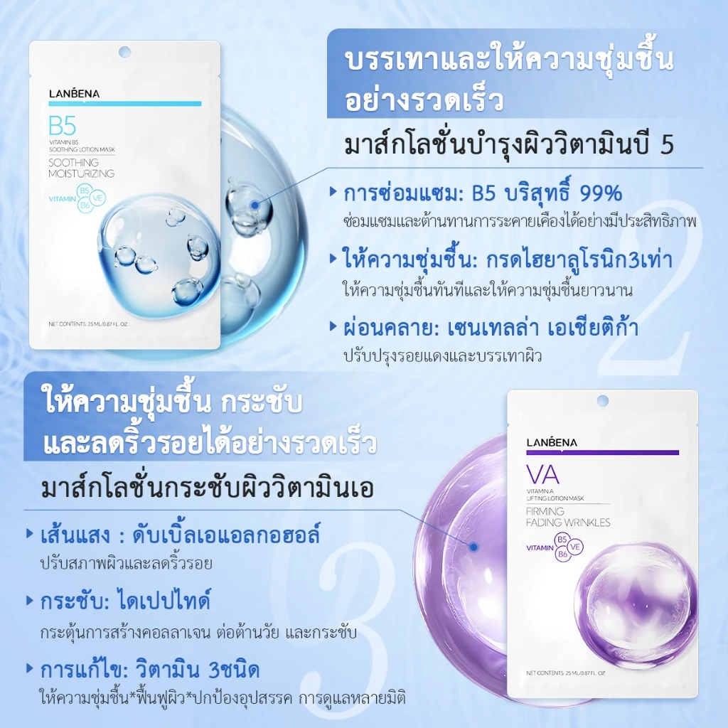 LANBENA มาร์คหน้า เซรั่มบํารุงผิวหน้า ให้ความชุ่มชื้น ต่อต้านริ้วรอยแห่งวัย vitamin Facial mask วิตามินมาสก์หน้า thumbnail 5