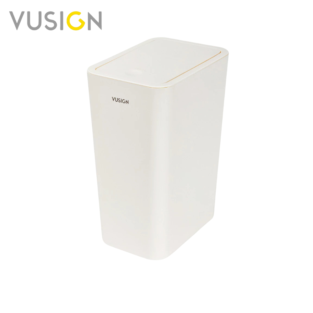Vusign ถังขยะแบบฝากด ถังขยะฝาสปริง ฝาปิดแบบป๊อปอัพ ประหยัดพื้นที่ สีขาวมินิมอล จุได้เยอะ Trash Cans