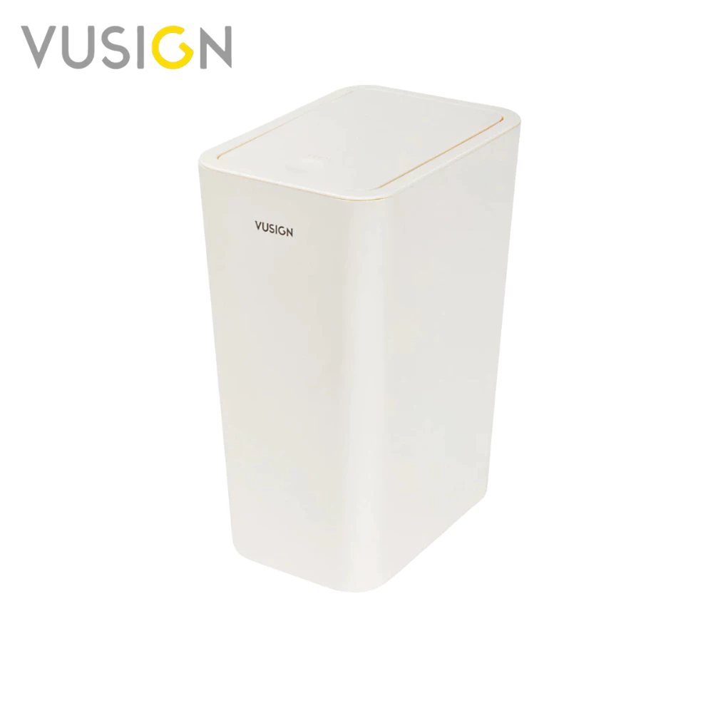 Vusign ถังขยะแบบฝากด ถังขยะฝาสปริง ฝาปิดแบบป๊อปอัพ ประหยัดพื้นที่ สีขาวมินิมอล จุได้เยอะ Trash Cans