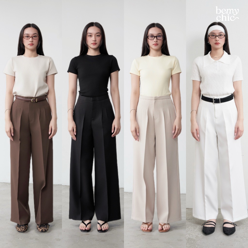 (ไม่ผลิตเพิ่ม)กางเกงขายาวผู้หญิง ทรงกระบอกใหญ่ เอวสูง ผ้าหนา อยู่ทรง ใส่ทำงานได้ (XS-2XL) Summer pants BEMYCHIC