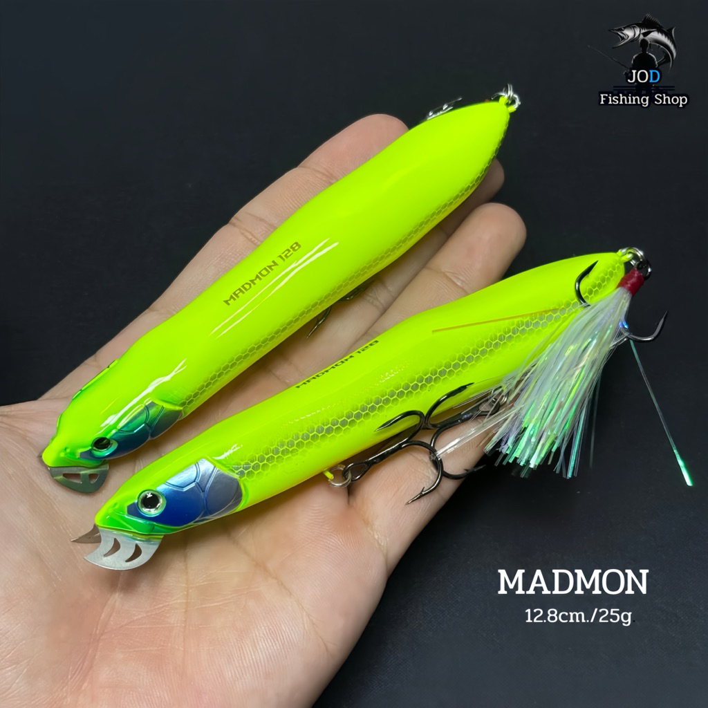 MADMON128 Topwater Fishing Lure 12.8cm.25g. เหยื่อเพนซิลปากเหล็ก ตีสาก กระพง เหยื่อปลอมชายฝั่ง