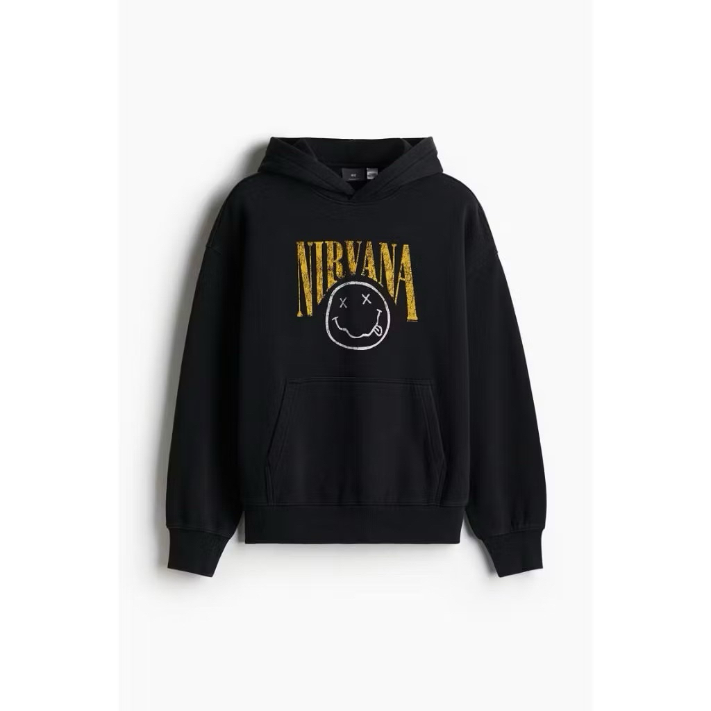 H&M เสื้อฮู้ดพิมพ์ลายทรงโอเวอร์ไซส์ ผู้ชาย (Nirvana)