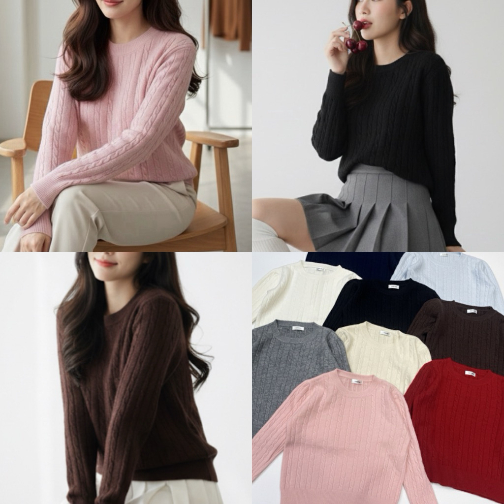 เสื้อสเวตเตอร์ คาดิแกนไหมพรหมลายเปีย