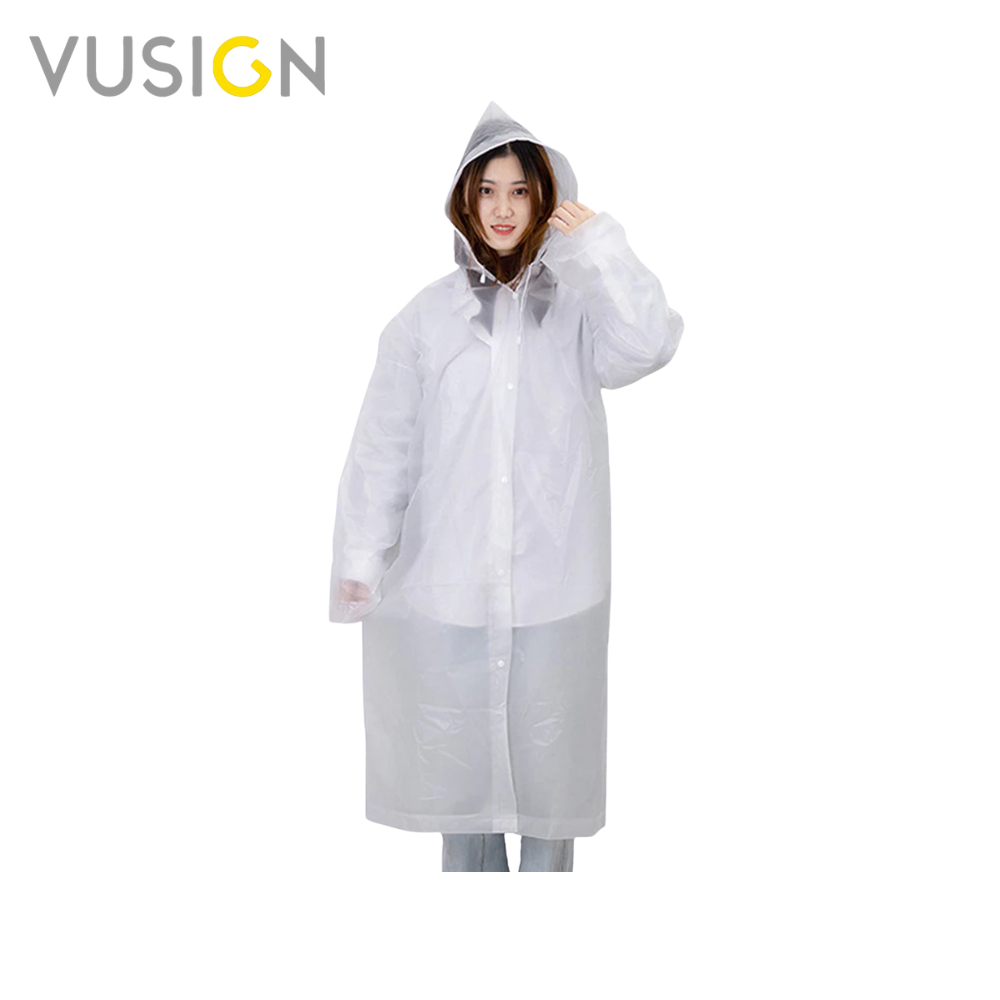 Vusign เสื้อกันฝน เสื้อกันฝนผู้ใหญ่ ชุดกันฝนเด็ก ชุดคลุมกันฝนEVA แบบมีหมวกคลุม เนื้อผ้าแบบหนา ไม่ฉีกขาดง่าย Raincoat