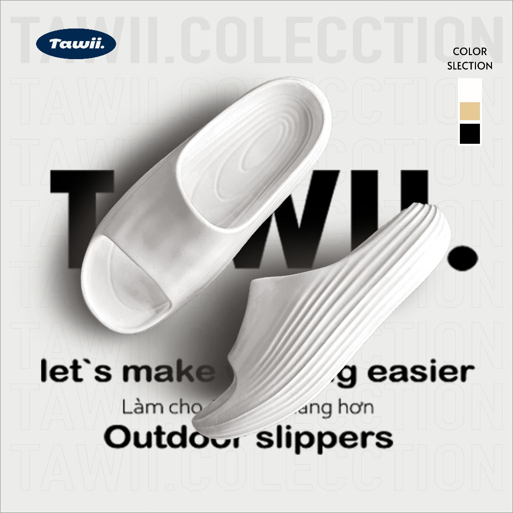 Tawii. รองเท้าแตะ รองเท้าแตะสำหรับผู้ชายและผู้หญิง กันลื่น อ่อนนุ่ม คุณภาพสูง EVA รองเท้าแบบสวม