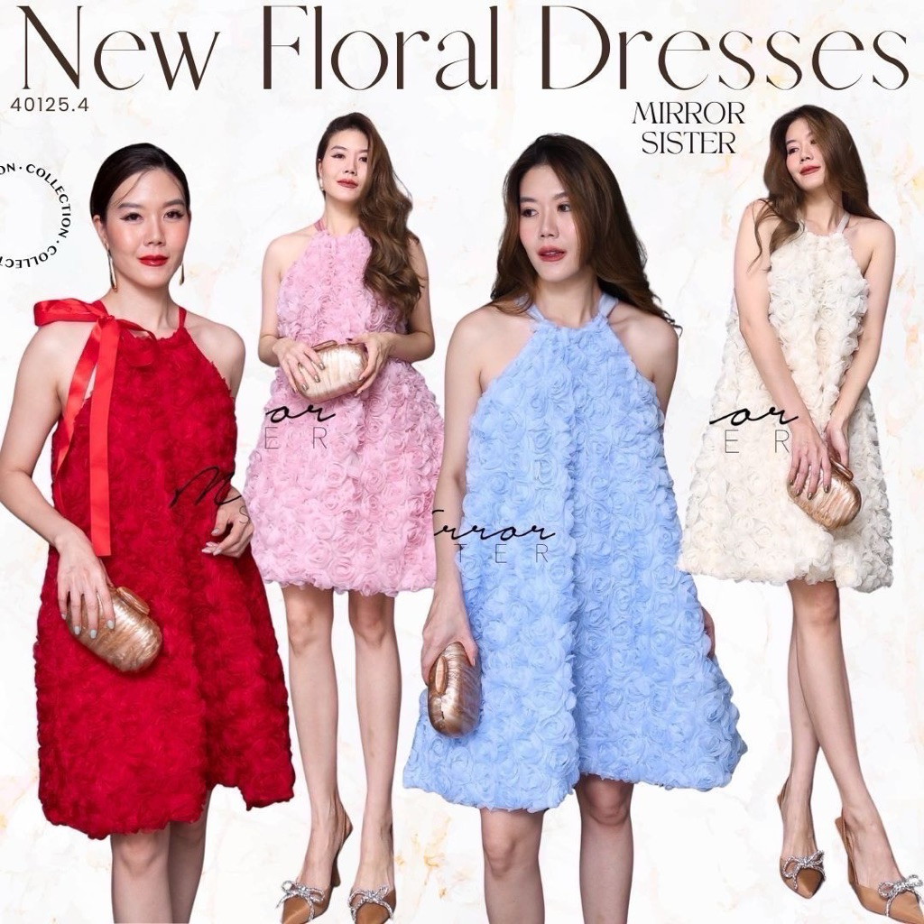 MirrorsisteR 40125.4 ชุดเดรสดอกกุหลาบจัดเต็ม