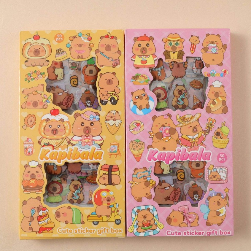 แพ็ค 12 กล่องสติกเกอร์ 50pcs #901 สติ๊กเกอร์pvc ลายการ์ตูนน่ารักสติกเกอร์ ติดสมุดโน๊ต ตกแต่ง มือถือ เทบเลต กระเป๋า DIY