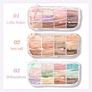 6542 (ใหม่/แท้) NOVO พาเลทอายแชโดว์ 12สี เนื้อใยไหม ประกายชิมเมอร์ กลิตเตอร์ สีสวย Eye Shadow Palette
