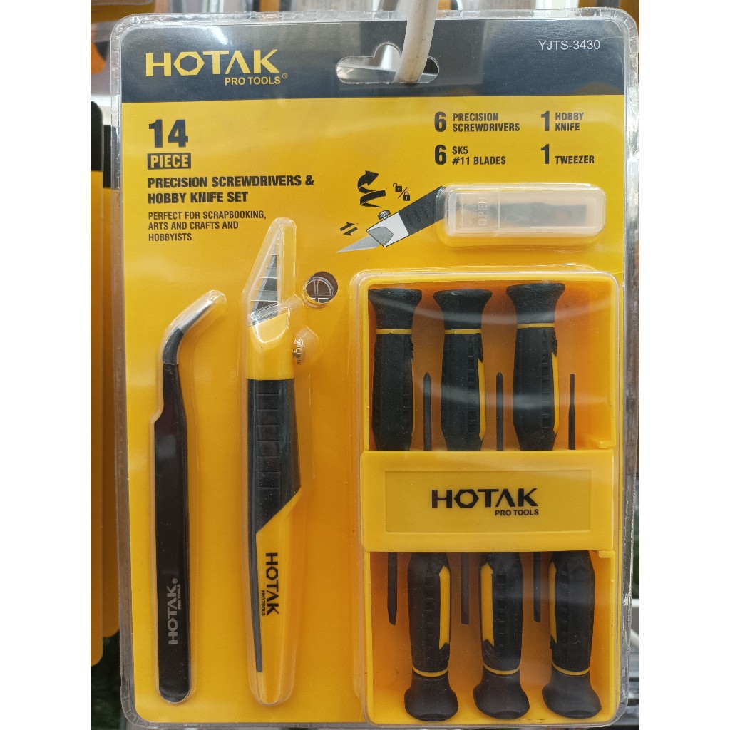 มีดแกะสติ๊กเกอร์ มีดแกะสลัก ไขควง HOTAK Precision Screwdrivers & Hobby Knife Set YJTS-3430 14pcs