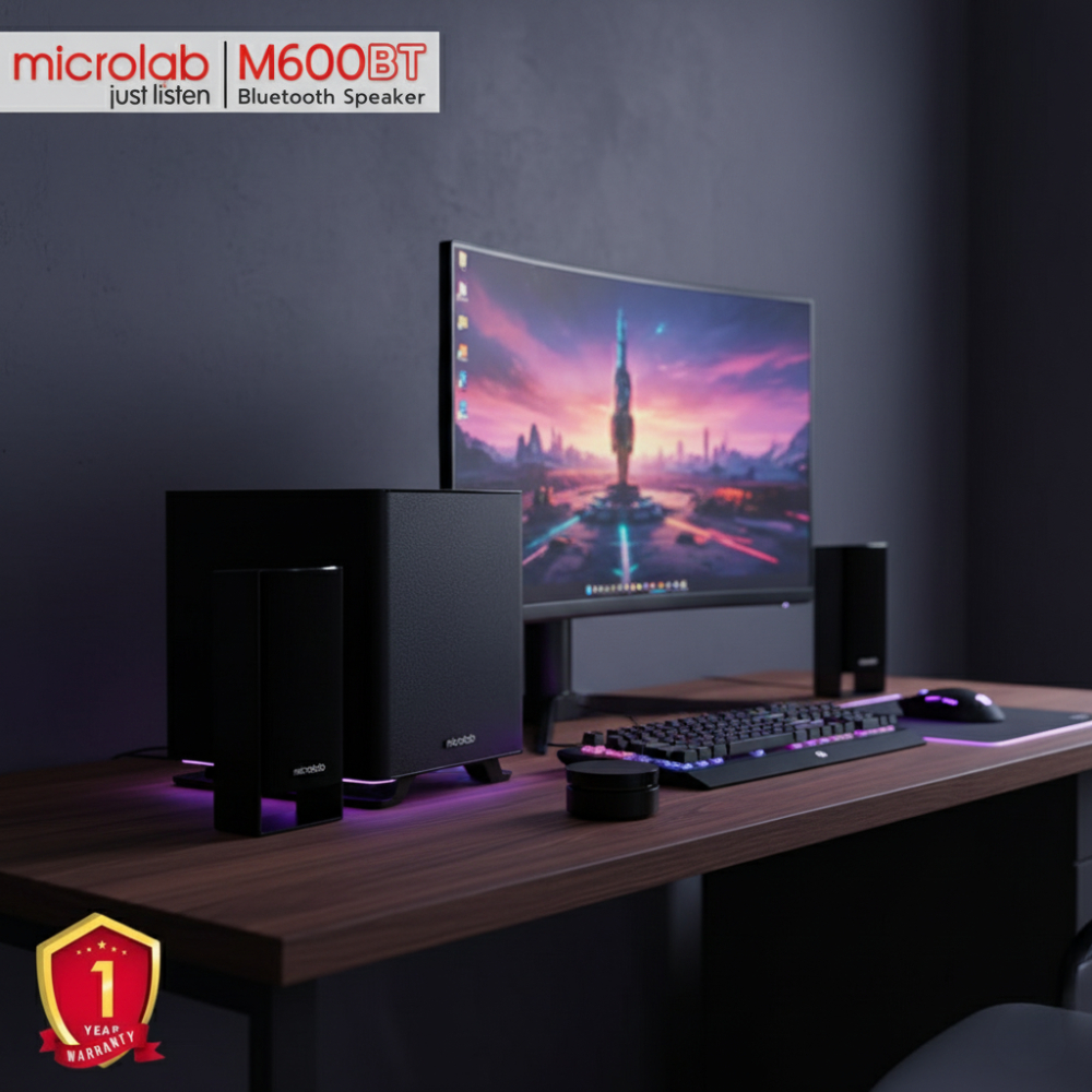 ลำโพง Microlab M600BT Bluetooth Speaker ชุดลำโพง 2.1 พร้อมซับวูฟเฟอร์ กำลังขับแรง เสียงชัดรอบทิศ