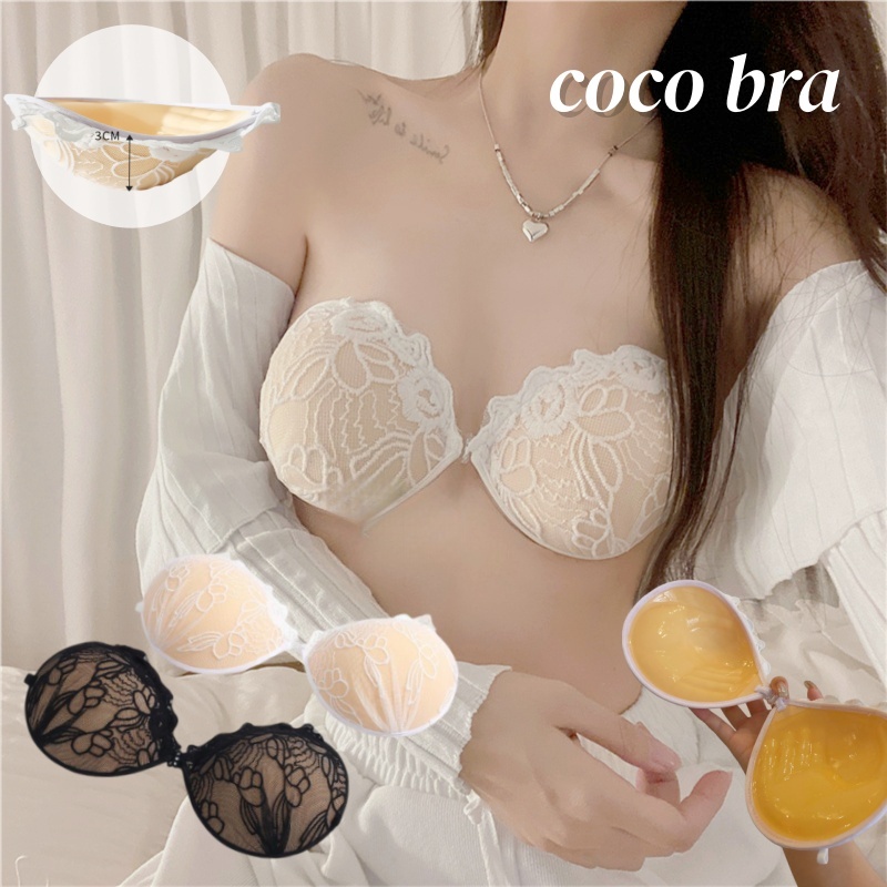 🌸COCO.BRA🌸บราดูม ‼️ ลูกไม้ หนา 3cm + แถมสาย 2 เส้น ฟองน้ำเรียบ ดูมแบบใส่สายก็ได้ไม่ใส่ก็ได้