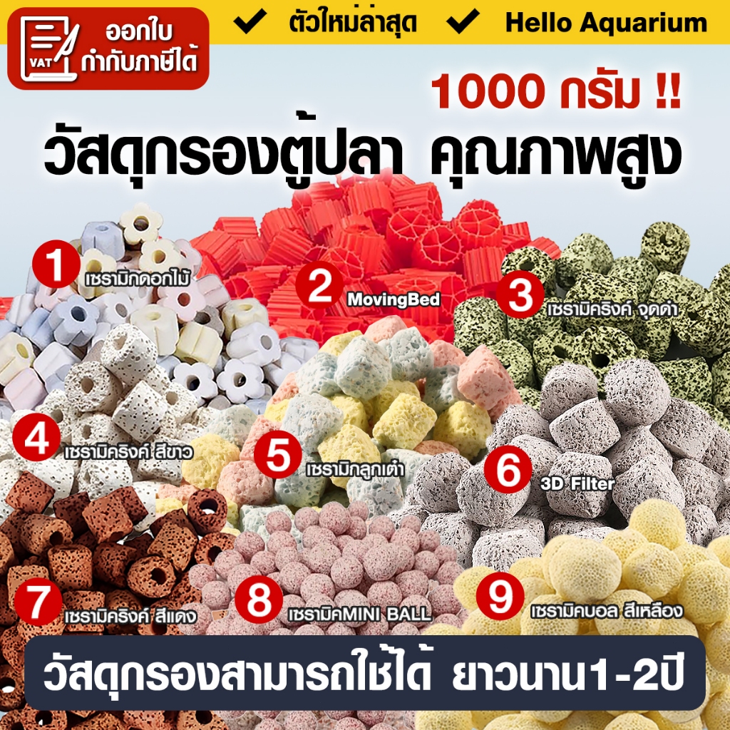 วัสดุกรอง1kg คุณภาพสูง movingbed หินกรอง ตู้ปลา เซรามิคริงค์ พร้อมถุงซิป หินกรองตู้ปลาช่วยทำให้น้ำใส