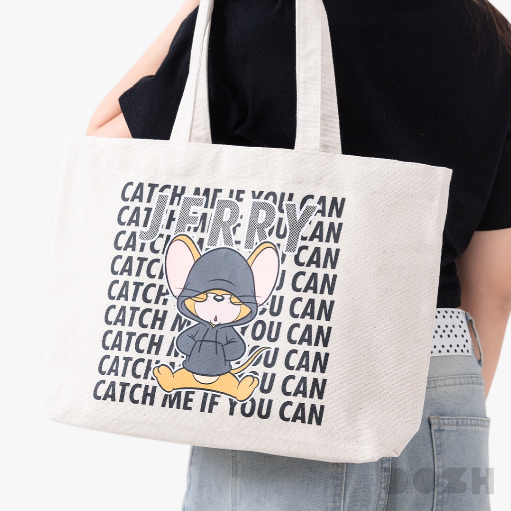 DOSH SHOPPING BAG TOM AND JERRY กระเป๋าผ้าแคนวาส DTJACB1002-CR