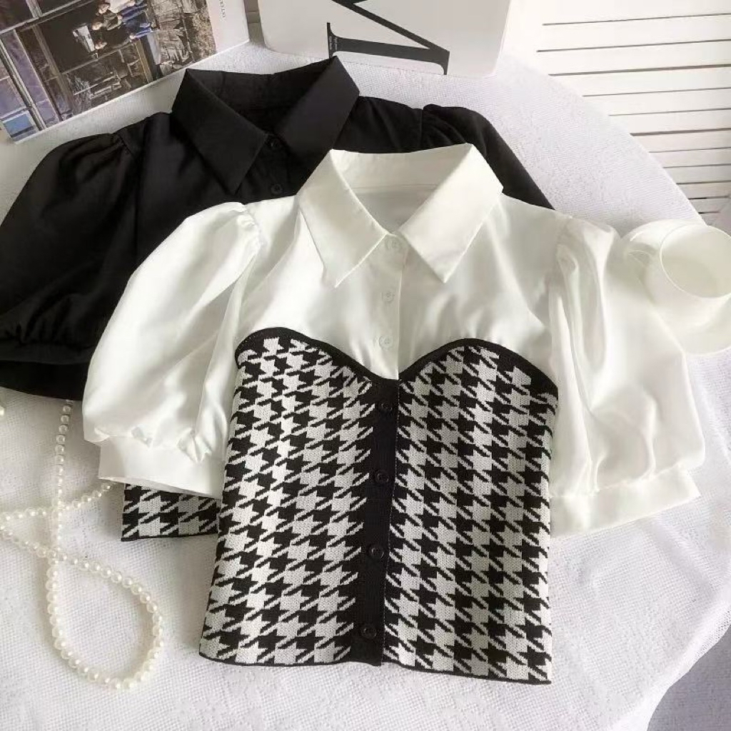 Bentoy  (70135) เสื้อเชิ้ตแขนพอง ลายฮาวด์สทูธ และสีพื้น มีให้เลือกหลายลาย