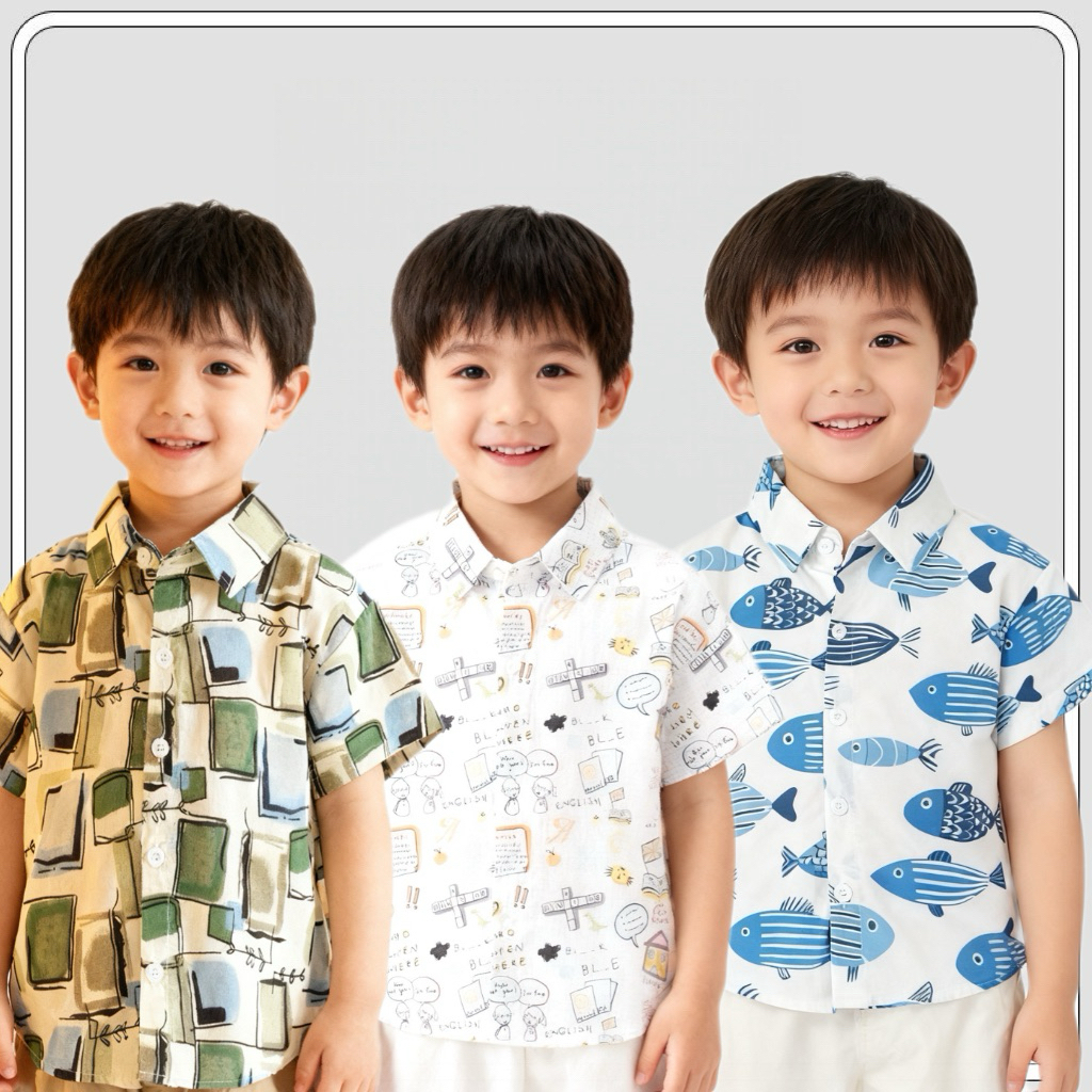 MC089 (ลาย 17 – 32 )   พร้อมส่ง งานมาใหม่ เสื้อเชิ้ตเด็กชาย เชิ้ตแขนสั้นเด็กชาย เสื้อผ้าเด็ก