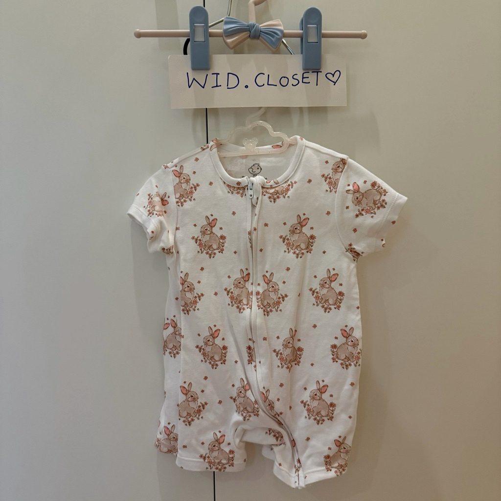 🤍 ส่งต่อมือสอง babylovett rabbit romper size 6-9 รอมเปอร์เด็กขาสั้น • bblv