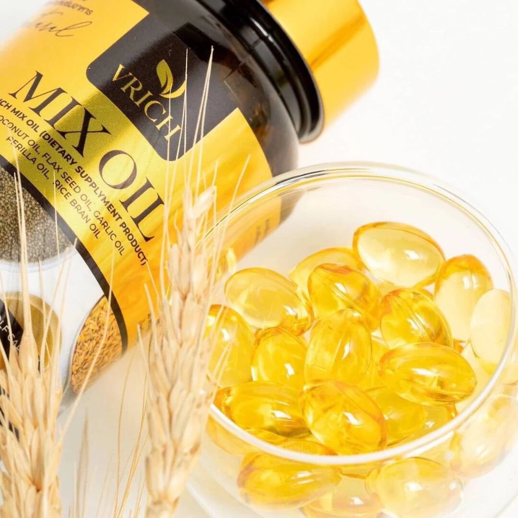 Vrich Mix Oil 30 Solf Capsule น้ำมันสกัดเย็น 5 ชนิด วีริช มิกซ์ออย 1 กระปุก 30 ซอฟแคปซูล