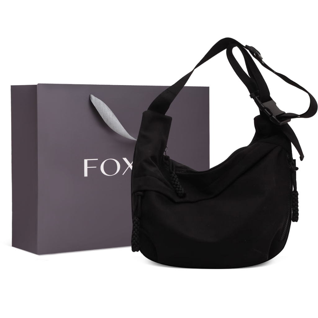 FOXER กระเป๋าสะพายข้างผู้หญิง กระเป๋าผ้าแคนวาสแบบลำลอง ความจุขนาดใหญ่สำหรับการเด