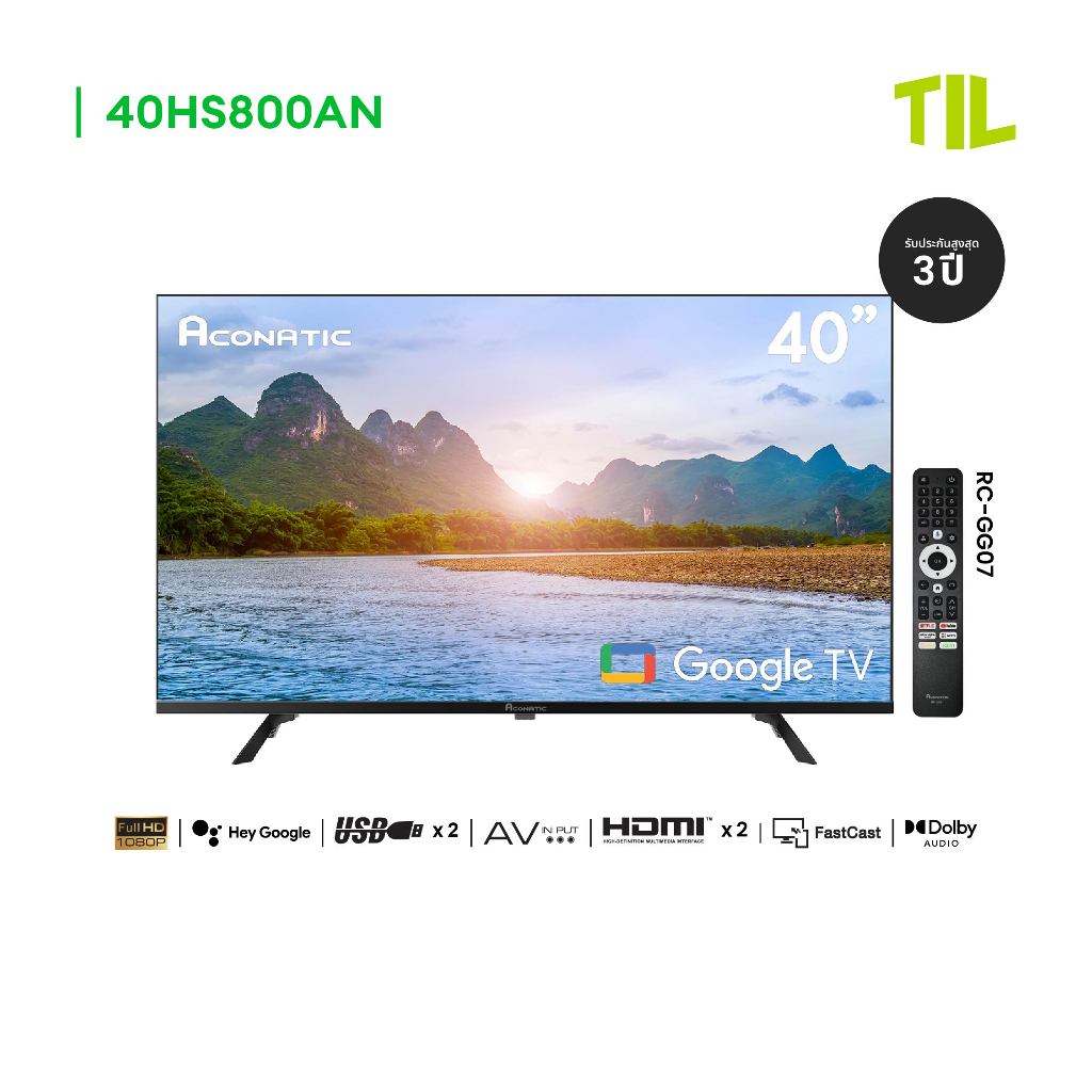 Aconatic ทีวี 40 นิ้ว FHD Google TV รุ่น 40HS800AN ระบบปฏิบัติการ Google Frameless Design