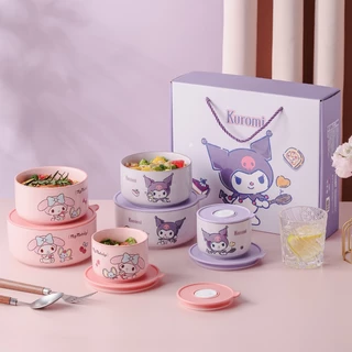 【ของแท้】Sanrio ซานริโอ ชามเก็บความสด 4,5,6 นิ้ว เซต 3 ใบ พร้อมฝาปิด ลายน่ารัก เซ็ตของขวัญ มีกล่องแพคเกจสวยงาม ส่งฟรี