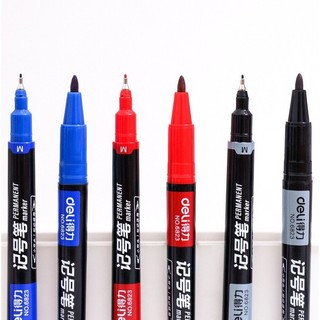 (พร้อมส่งจากไทย) ปากกาเคมี deli เขียนลื่น สีเข้ม แห้งไว มีทั้งหัวเดียวและหัวคู่ (ขายแยก 1 ด้าม)