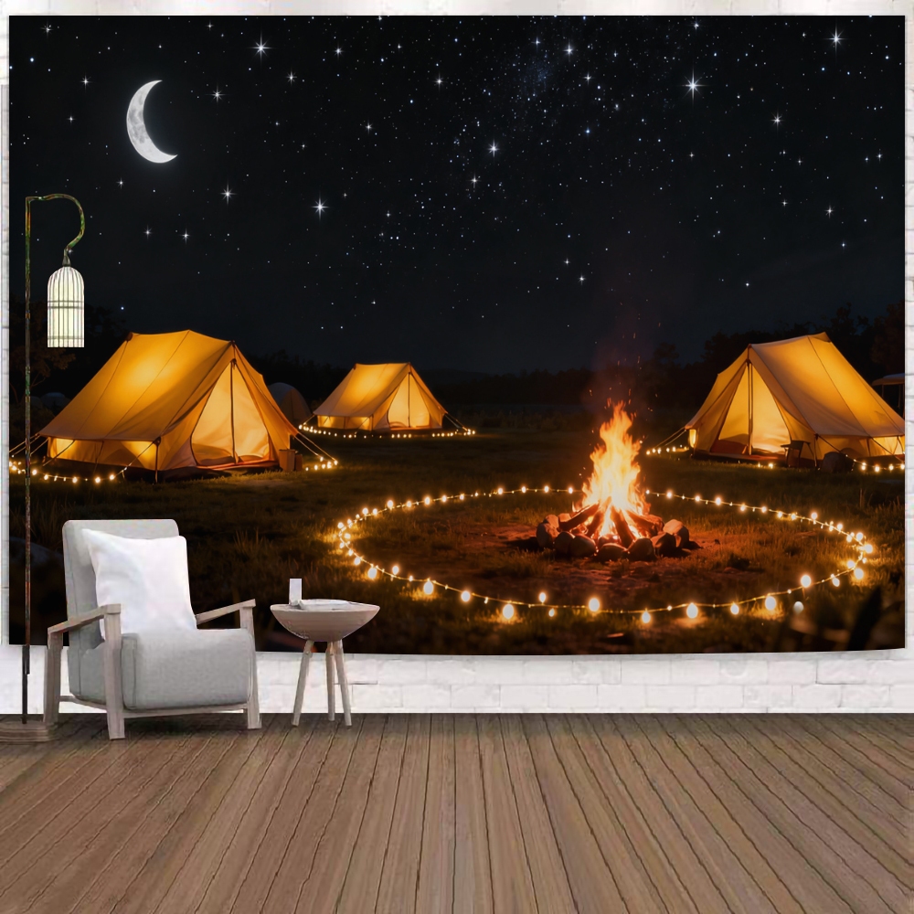 [จัดส่งจากกรุงเทพฯ] ผ้าพื้นหลังเอฟเฟกต์จำลองการตั้งแคมป์ 3 มิติ ผ้าตกแต่งการเดินทาง ผ้าตกแต่งผนังห้องนั่งเล่น - รูปที่ 7