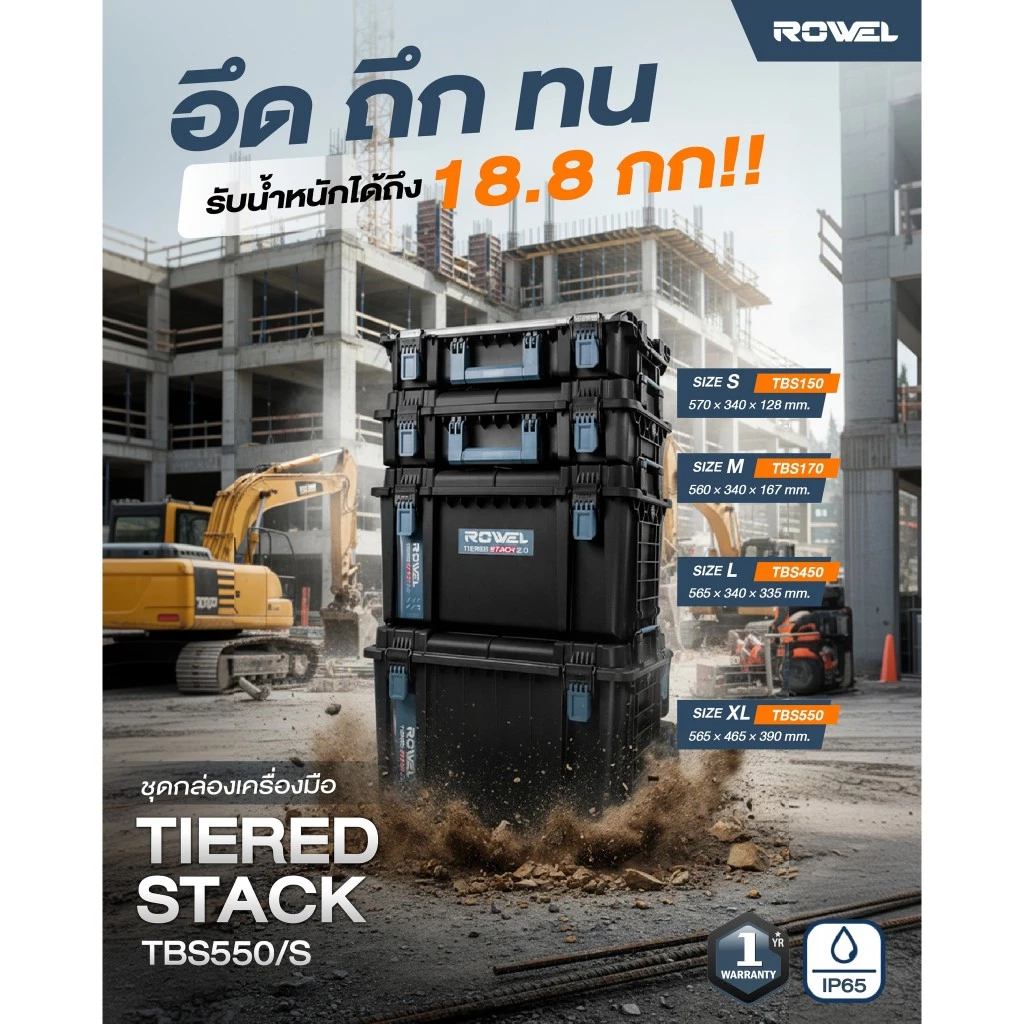 ROWEL ชุดกล่องเก็บเครื่องมือพร้อมรถเข็น รุ่น TBS550/S thumbnail 3