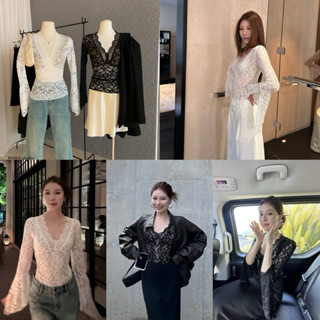 ส่งด่วน 🛵 𝐖𝐆.𝐖𝐄 7810 เสื้อคอวีแขนยาว งานผ้าลูกไม้เนื้อนิ่ม ผ…