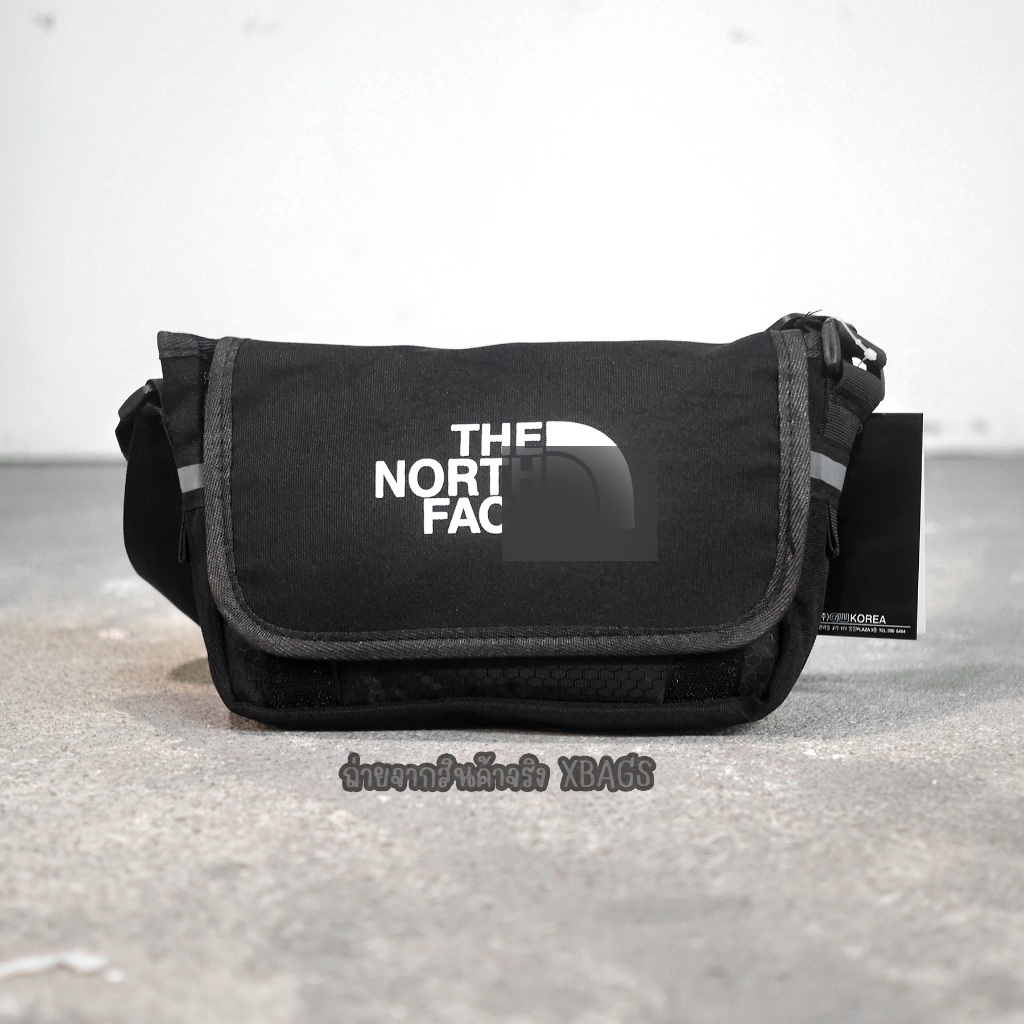 ทรง Messenger TNF ไซส์ 27 ซม. แบบฝาปิด ผ้าหนา สกรีนตัวโต สายสะพายยาว