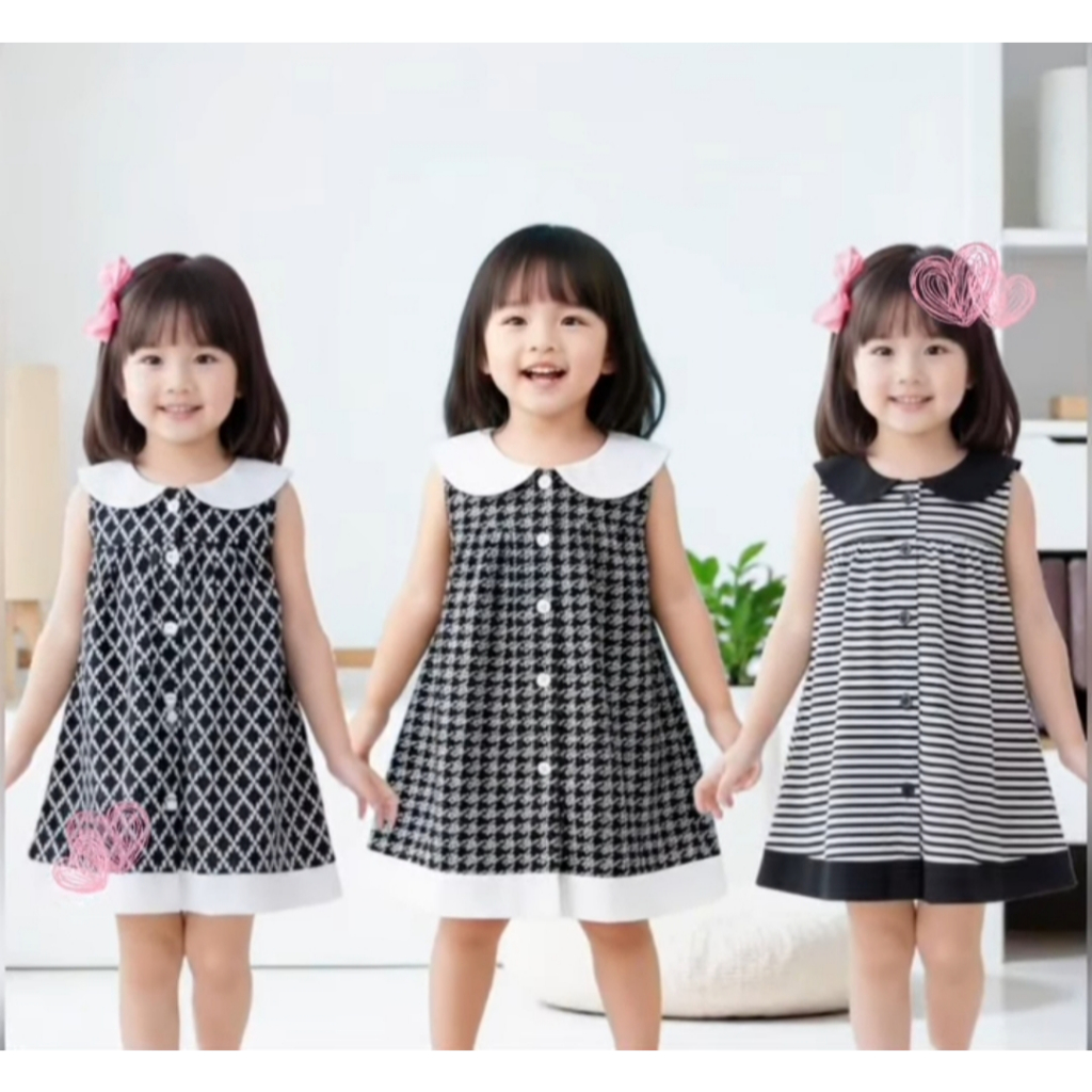 ใหม่ ‼️  ชุดขาวดำ ชุดกระโปรง ชุดเซตเด็กหญิง  1-5 ขวบ