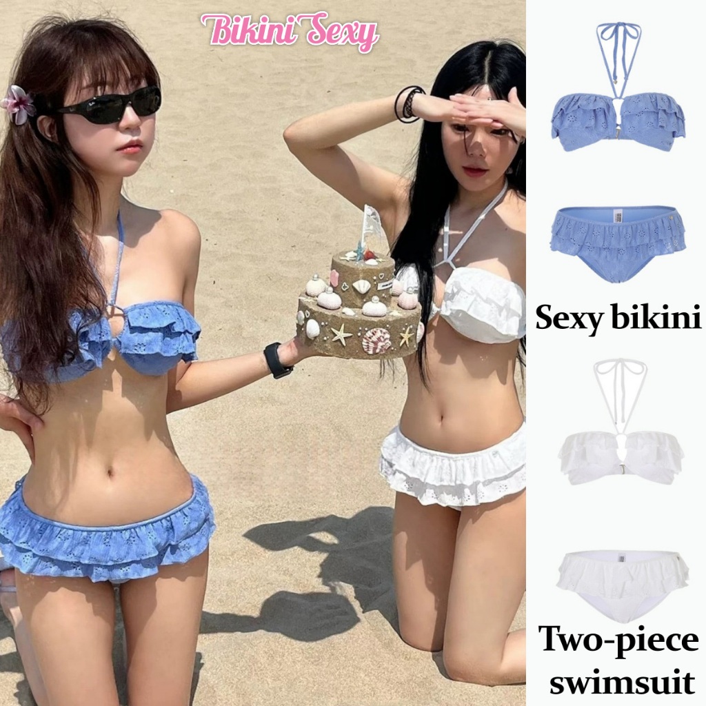 BikiniSexy👙👙ชุดว่ายน้ำคอฮอลเตอร์สุดเซ็กซี่ทูพีช บิกินี่เซ็กซี่ ชุดว่ายน้ำแฟชั่น ชุดไปทะเล