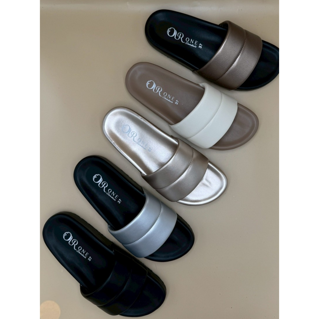 OURONE" [ S00 ] รองเท้าแตะ รุ่นสวม2รอนไซส์ 36-45 สำหรับเท้าอวบอูม เผื่อ+1 ไซส์ ทำจาก PU หนังนิ่ม