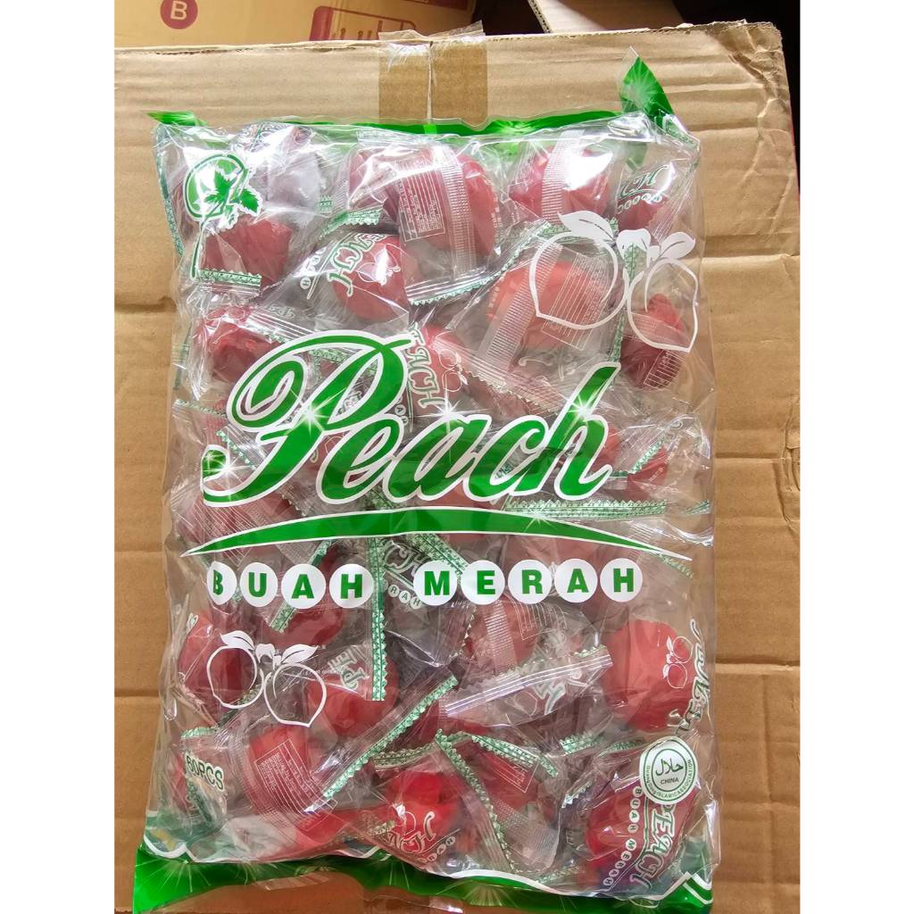 (ถุงละ 1 กก.) ท้อแดง BUAH MERAH (ลูกพีชแช่อิ่ม) ตรา Jinlong รสชาติหวานอมเปรี้ยว