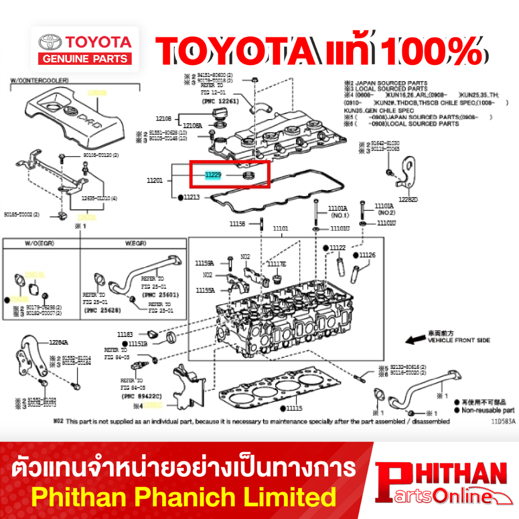 ซิลรองเบ้าฝาวาวล์ โตโยต้า GASKET NOZZLE HOLDE TOYOTA 23682-0L010 11-04 HILUX