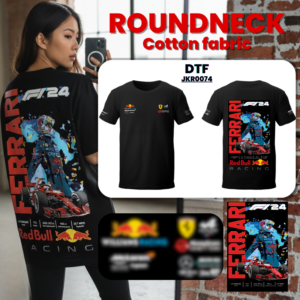 JK SPORTS - JKR0074 เสื้อยืดคอตตอนคุณภาพดี ลายพิมพ์ DTF ดีไซน์เท่ ใส่สบาย ไม่ร้อน เหมาะทุกไลฟ์สไตล์