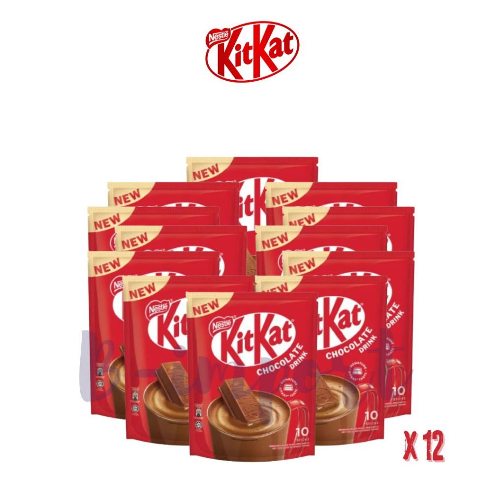(ยกโหล!) Nestle kitkat chocolate drink 1 ถุง มี 10 ซอง 330g (330g x 12ถุง) จากสิงคโปร exp.31/08/26