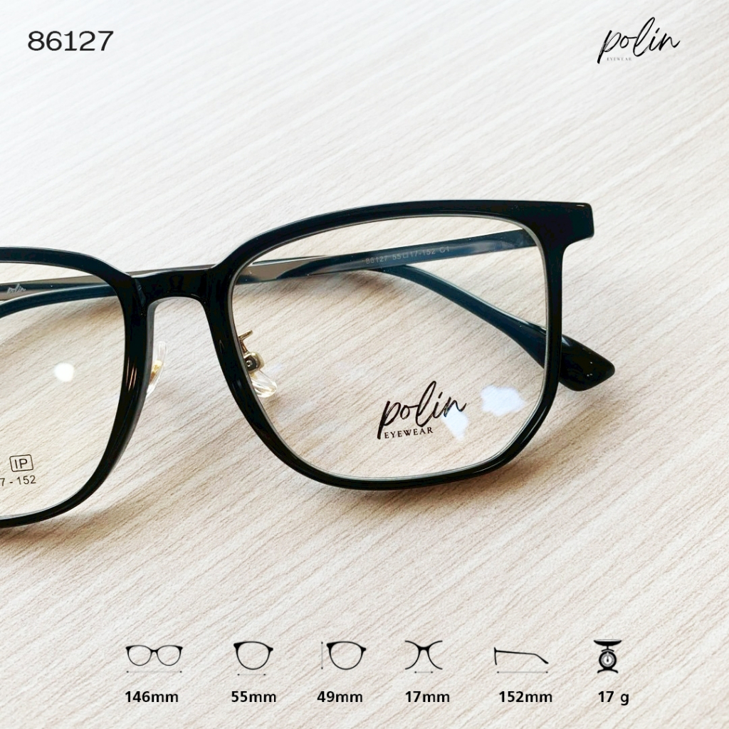 Polin กรอบแว่นสายตา รุ่น 86127 ไม่ใช่แว่นสำเร็จ สามารถนำไปตัดแว่นสายตาได้ ราคา ถูกที่สุด ดีลบีเคเค แกลเลอรีภาพที่ 8