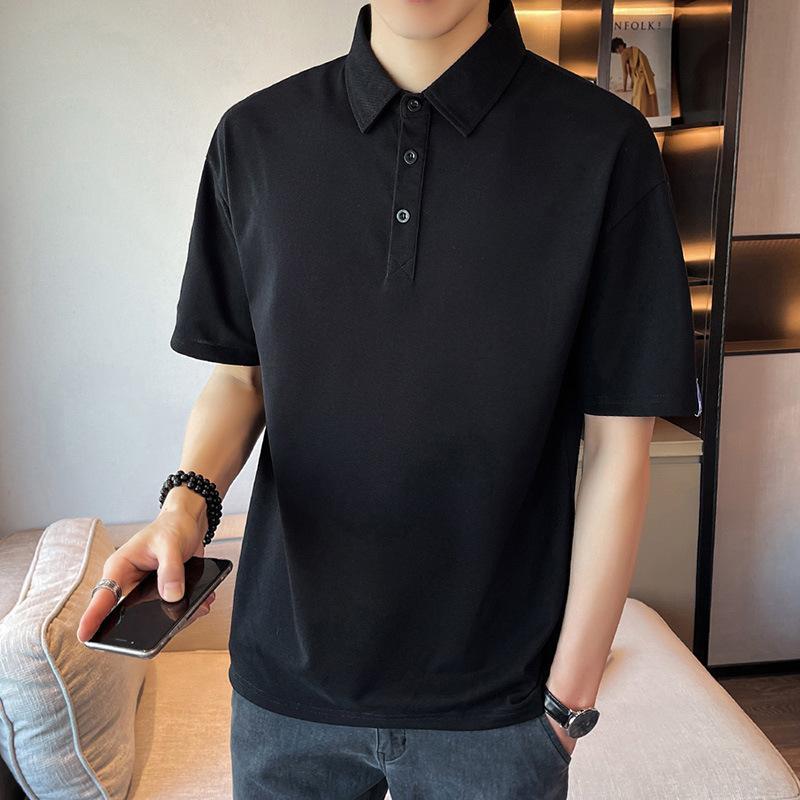 เสื้อโปโลสีดำสู้ แฟชั่นสวมใส่ได้หลากหลาย สวมใส่สบาย แขนสั้น - คอปก, Shirt โปโล  ใส่ สุภาพบุรุษ Man Clothing Polo ผู้ชาย
