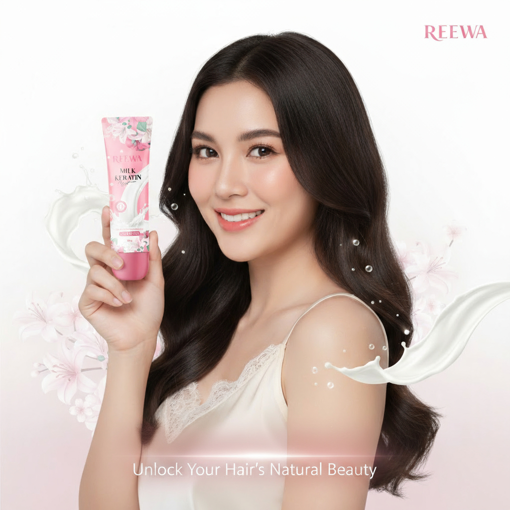 ขนาดพกพา 80g.  (หลอดใหม่) ❀•°❀ แชมพูน้ำนมเคราติน REEWA  ❀°•❀