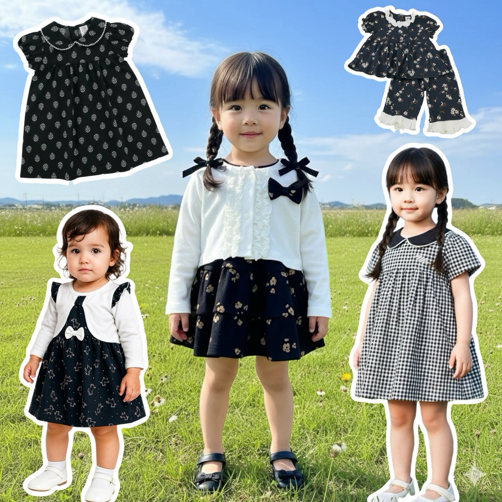 💥ใหม่ล่าสุด💥 #186 ชุดดำเด็ก ชุดขาวดำเด็ก ชุดเด็กราคาถูก ชุดเด็กน่ารัก