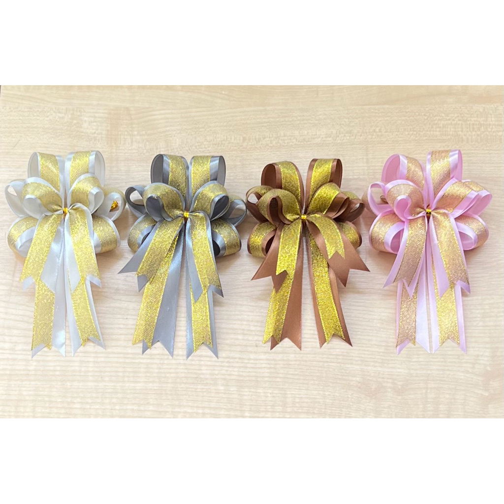 โบว์ติดชะลอม แพ็ค5/10ชิ้น(ชิ้นละ15บาท) โบว์สำเร็จรูปขนาด4*6นิ้ว - รูปที่ 3