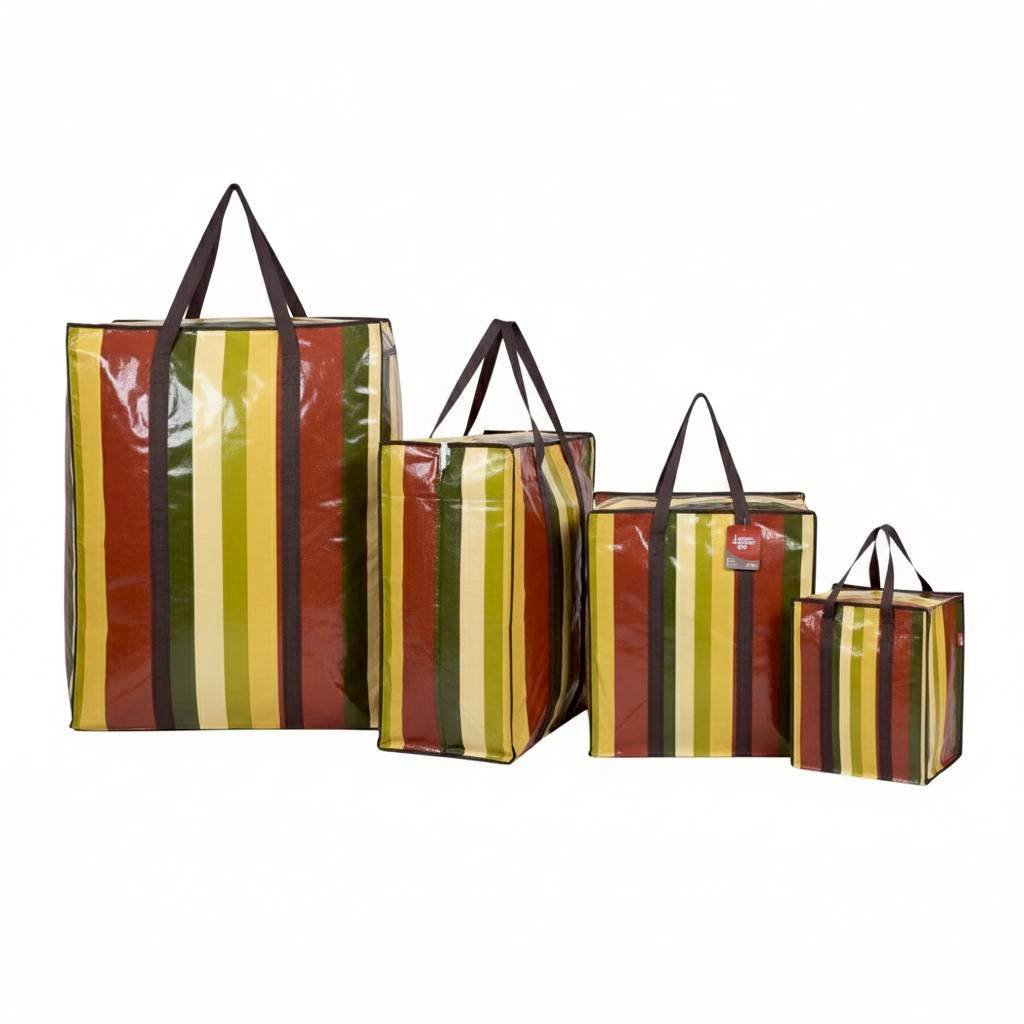 ถุงกระสอบ สีน้ำตาล กระเป๋าผ้ากระสอบ  ลายทางสีสันสดใส กันน้ำ ทนทาน  มีหลากหลายไซส์ให้เลือก