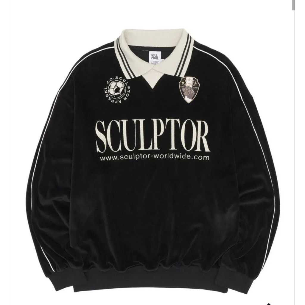 (มือสองพร้อมส่ง) Sculptor Velour Soccer Jersey Black Size XL(มีตำหนิ)