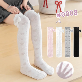 ShopAt.Two[SC-0013] ถุงเท้ายาวสำหรับเด็ก ติดโบว์น่ารัก แฟชั่นสไตล์เกาหลี พร้อมส่ง