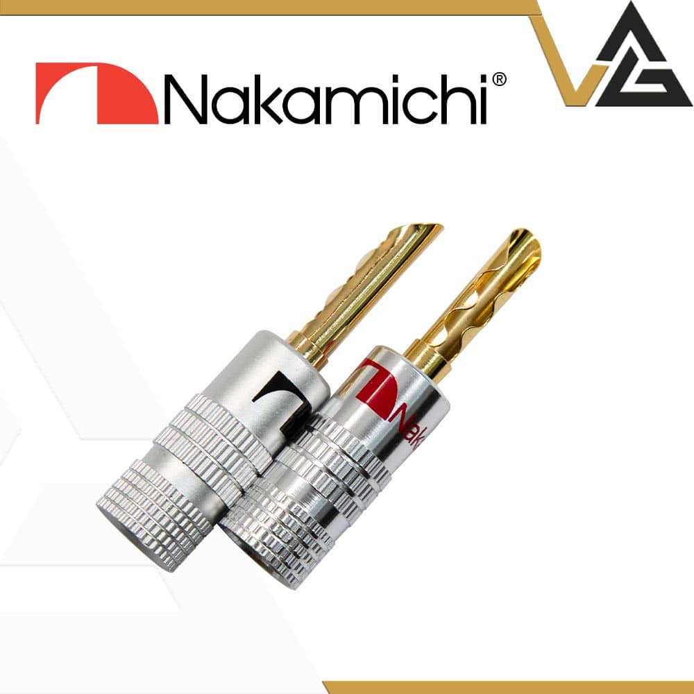 Nakamichi Banana Nakamichi ปากฉลาม (คู่) ปลอกอลูมิเนียม/โลหะชุบสีเงิน คุณภาพสูง ทนทาน บานาน่าปลั๊ก