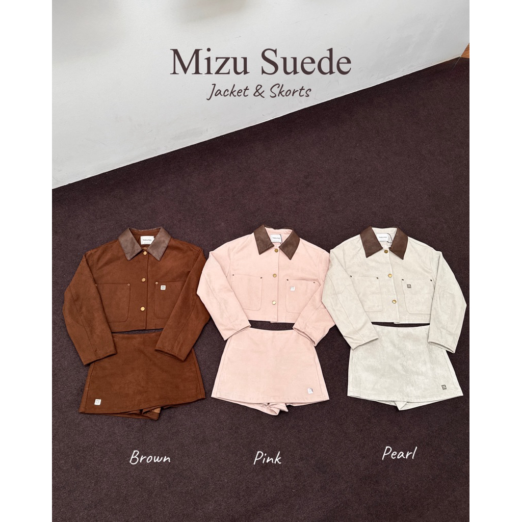 THESUNCO-MIZU SUEDE SKORTS “มิซุ กระโปรง” กระโปรงกางเกงหนังกลับ เอวกลาง วัดเอวรอบสะดือ