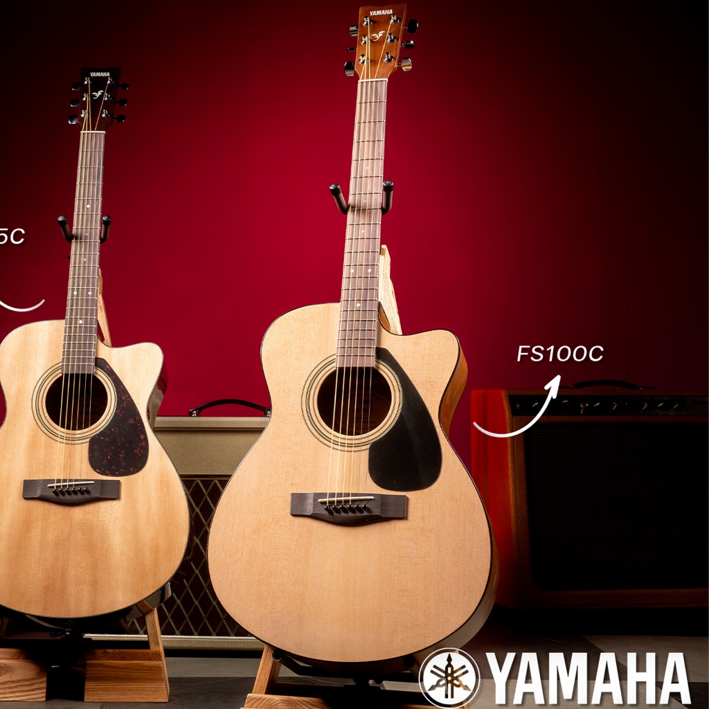 (ส่งฟรี)กีตาร์โปร่ง Yamaha FS100C แถมฟรีกระเป๋า พร้อมเซ็ตอัพ Acoustic Guitar แบบ Cutaway