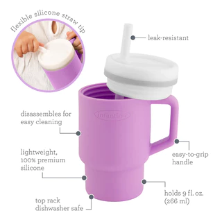 Infantino : MY 1ST TUMBLER - แก้วน้ำซิลิโคน สำหรับเด็กหัดดื่มน้ำ แก้วหัดดื่มน้ำ ขนาด9oz.